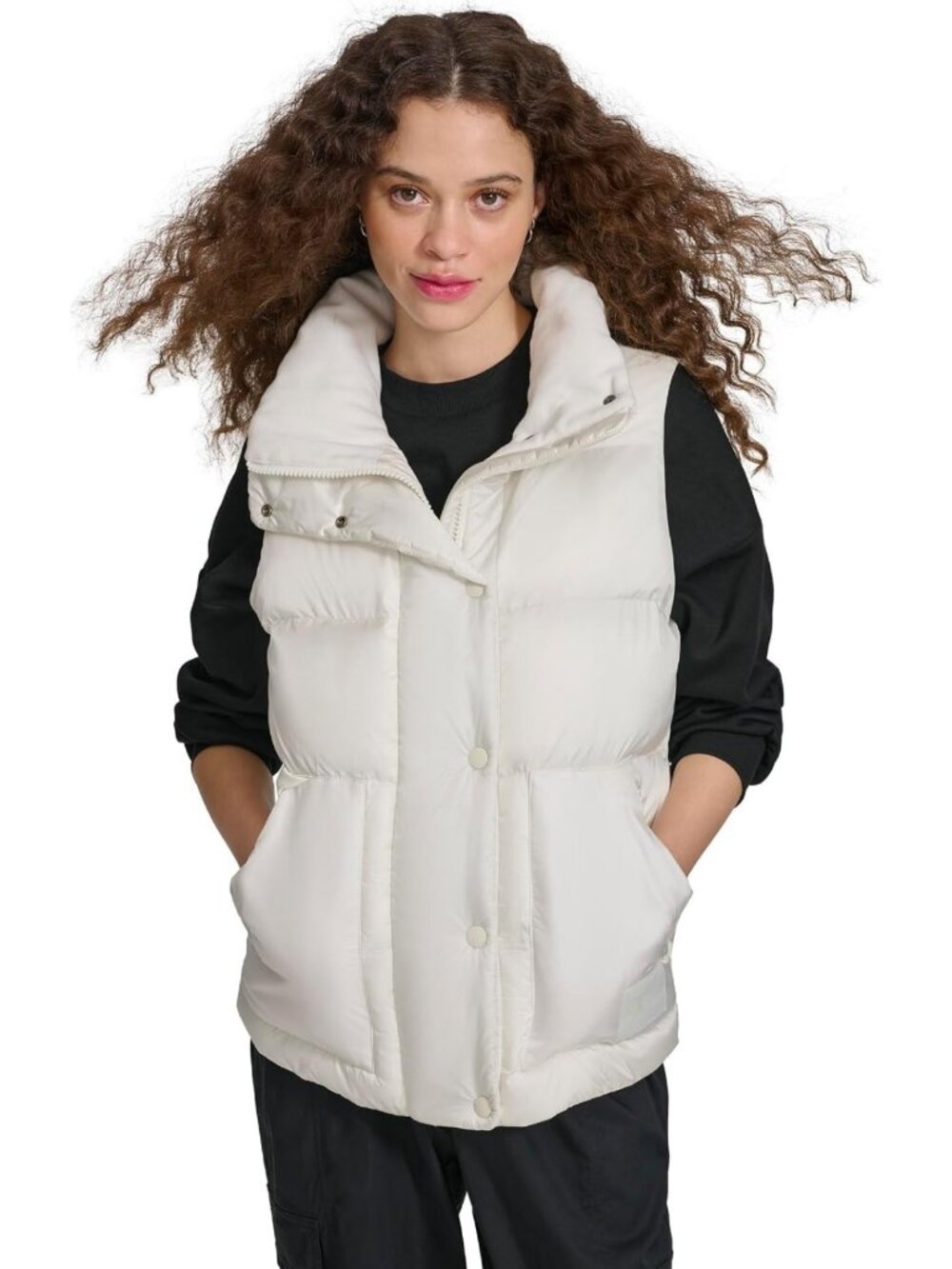 Satin Quilted Puffer Vest for Women - Stylish Stand Collar, Warm & Cozy